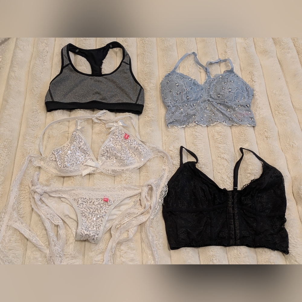 Medium Doll & Co Swimwear White Bikini Sm: Bottoms Sports Lace Bra Bralette Lot